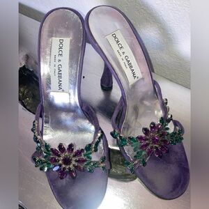 Dolce & Gabbana Violet Heels with Crystal Embellishments vintage 38.5